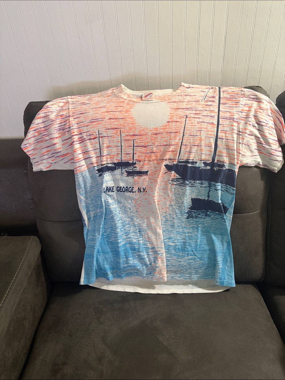 Jerzees White Tee with Coral Graphic Accents